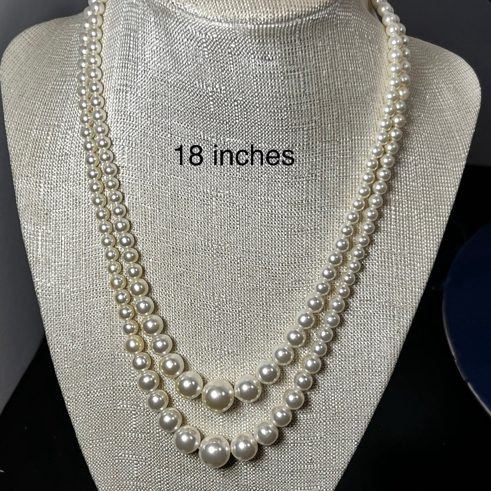 Vintage Double Strand Pearl Necklace Fashion Jewelry Gift